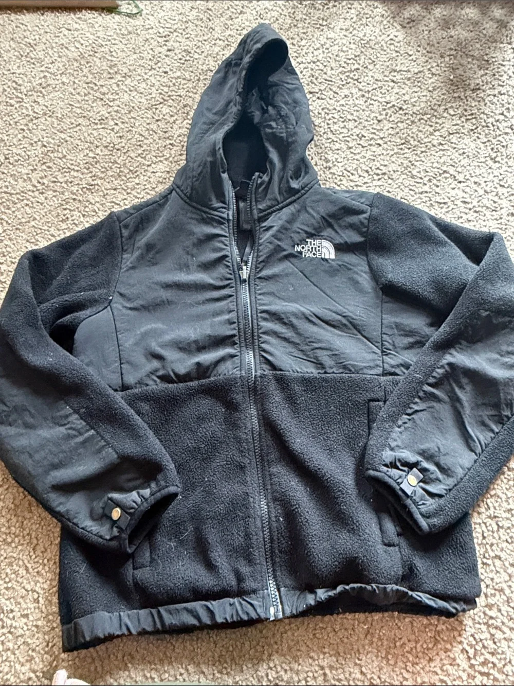 B10 Youth Md The North Face Black Hooded Fleece Zip Jacket